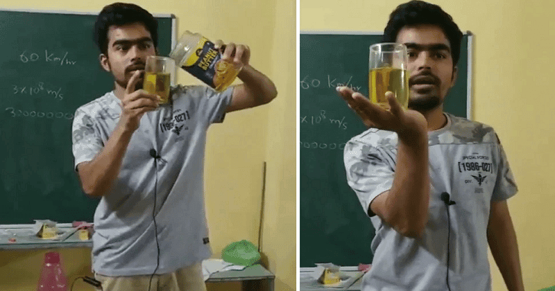 Teacher એ જાદુઇ રીતે ભણાવ્યા Physicsના પાઠ, 10 સેકન્ડમાં હાથમાંથી ગાયબ થયો ગ્લાસ